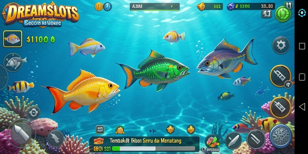Tampilan gameplay seru menembak ikan di DREAMSLOTS.