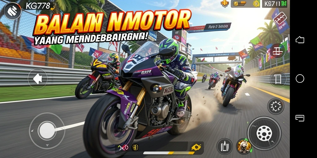 Tampilan gameplay seru dari balapan motor KG778.