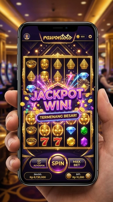 Tampilan utama aplikasi rawontoto dengan berbagai pilihan kategori.